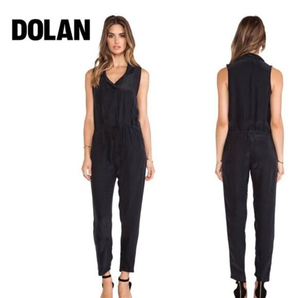 Anthropologie Dolan T Shirt Sleeveless Collared Jumpsuit M Black